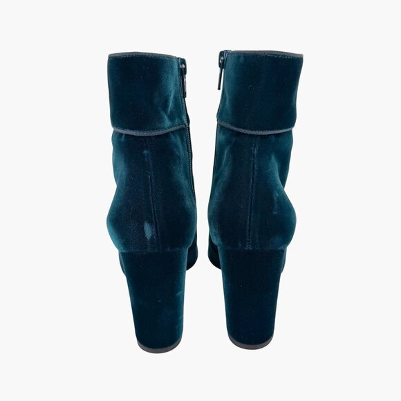 Christian Louboutin Moulamax Teal Velvet Block Heel Ankle Boots Size 38.5 US 8.5 - Picture 7 of 15